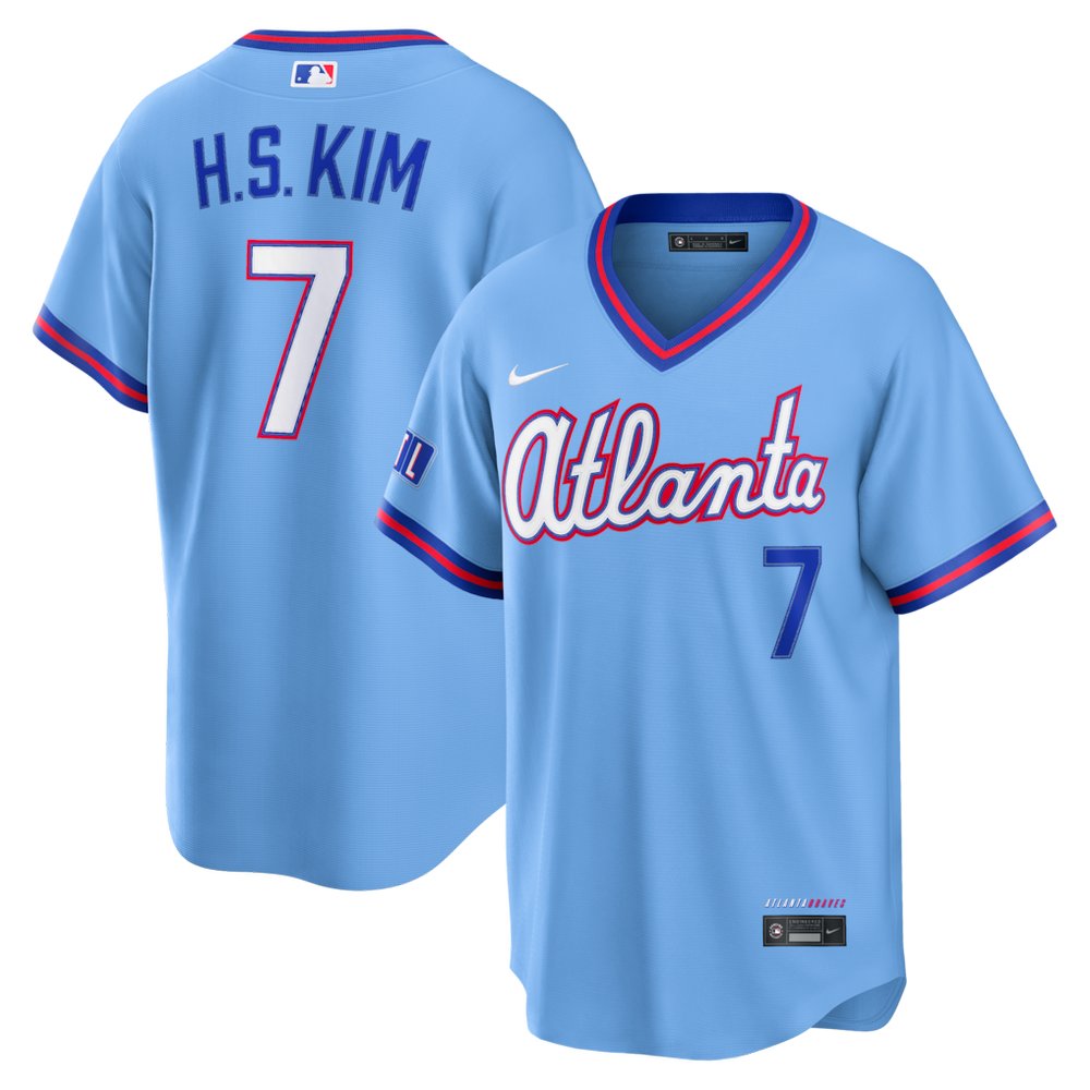 Men’s Atlanta Braves #7 Ha-Seong Kim Nike Powder Blue 2026 City Connect Stadium Jersey