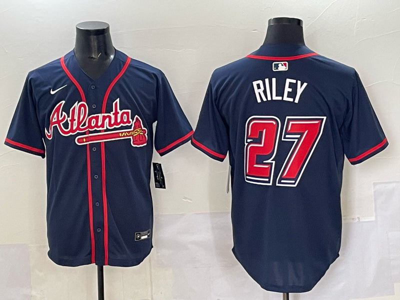 Men’s Atlanta Braves Austin Riley #27 Navy 2025 MLB Speedway Classic Alternate Limited Jersey