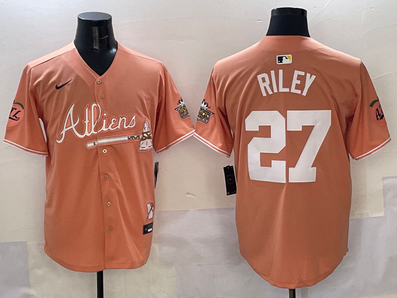 Men’s Atlanta Braves Austin Riley #27 Pink 2025 City Connect Limited Jersey