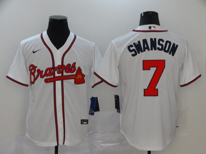 Men’s Atlanta Braves Dansby Swanson #7 White Jersey