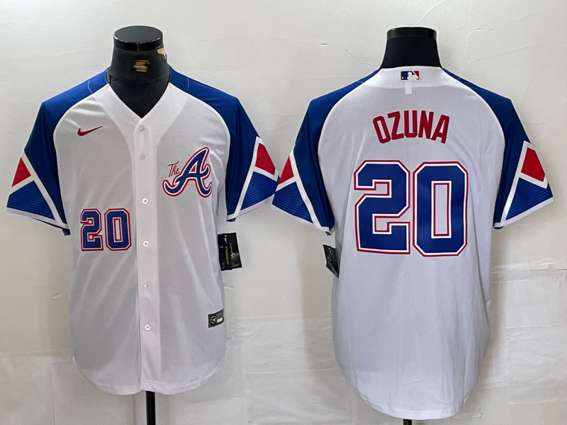 Men’s Atlanta Braves Marcell Ozuna #20 White City Connect Limited Jersey