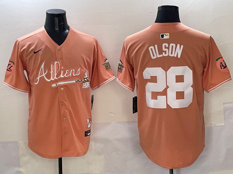 Men’s Atlanta Braves Matt Olson #28 Pink 2025 City Connect Limited Jersey