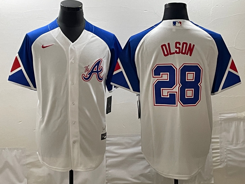 Men’s Atlanta Braves Matt Olson Nike White 2023 City Connect Jersey
