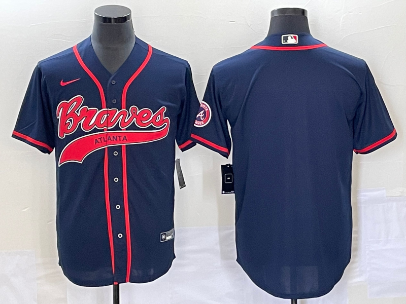 Men’s Atlanta Braves Navy Blank Jersey Joint Edition