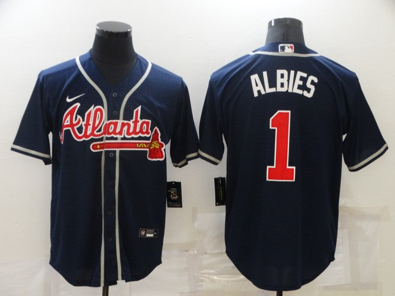 Men’s Atlanta Braves Ozzie Albies #1 Navy Jersey