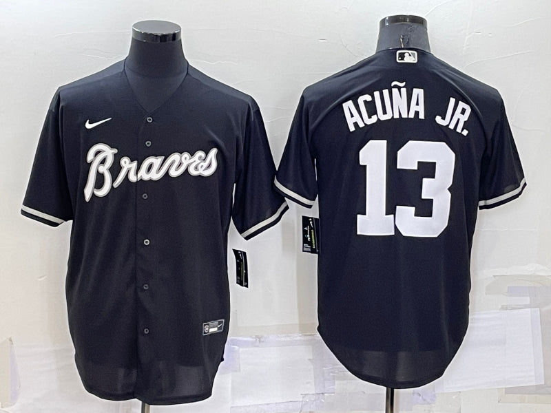 Men’s Atlanta Braves Ronald Acuna Jr. #13 Black Baseball Jersey