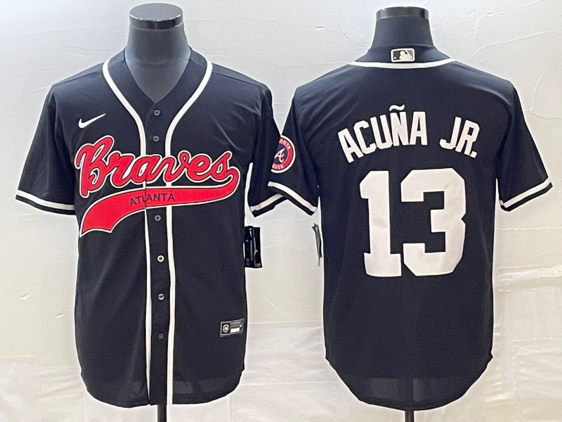Men’s Atlanta Braves Ronald Acuna Jr. #13 Black Jersey Joint Edition