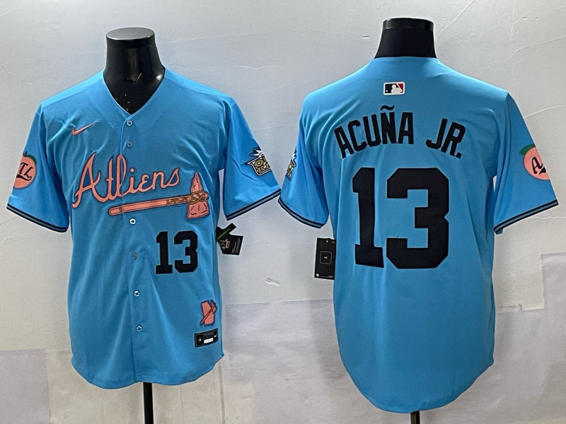 Men’s Atlanta Braves Ronald Acuna Jr. #13 Blue Name Jersey