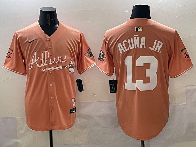 Men’s Atlanta Braves Ronald Acuna Jr. #13 Pink 2025 City Connect Limited Jersey