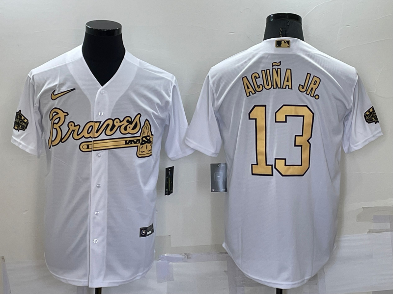 Men’s Atlanta Braves Ronald Acuna Jr. #13 White Stitched Jersey