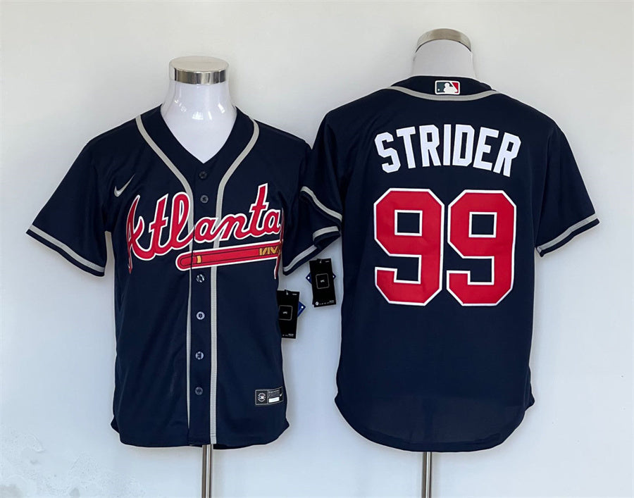 Men’s Atlanta Braves Spencer Strider #99 Navy Alternate Jersey