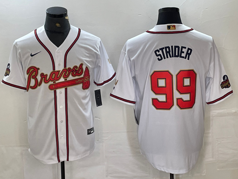 Men’s Atlanta Braves Spencer Strider #99 White Jersey