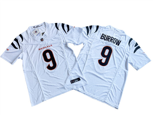 Men’s Cincinnati Bengals #9 Joe Burrow Nike White 2023 F.U.S.E. Vapor Limited Jersey