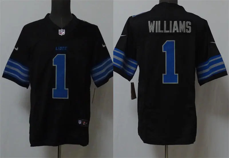 Mens Detroit Lions #1 Jameson Williams Nike 2025 Black 2nd Alternate Vapor F.U.S.E. Limited Jersey