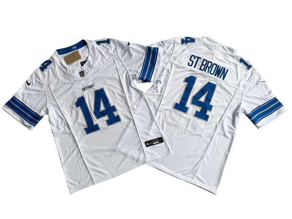 Mens Detroit Lions #14 Amon-Ra St. Brown Nike 2024 White Vapor F.U.S.E. Limited Jersey
