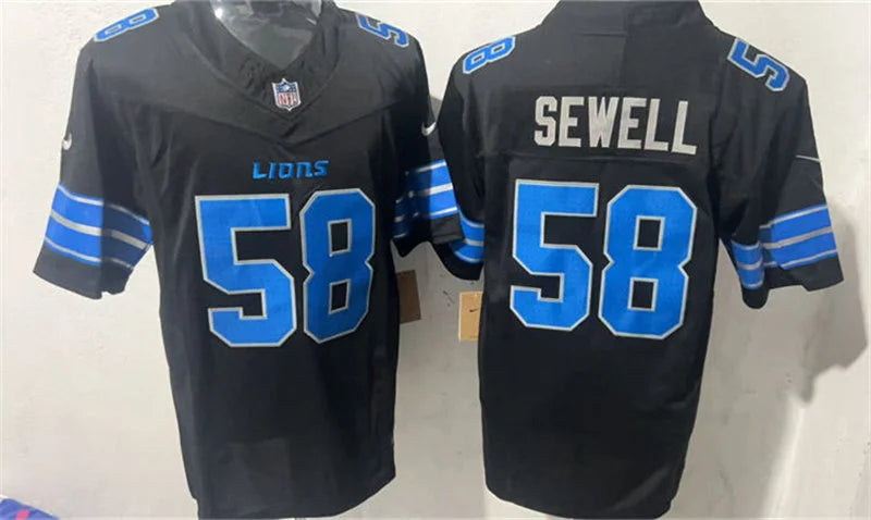 Mens Detroit Lions #58 Penei Sewell Nike 2024 Black 2nd Alternate Vapor F.U.S.E. Limited Jersey