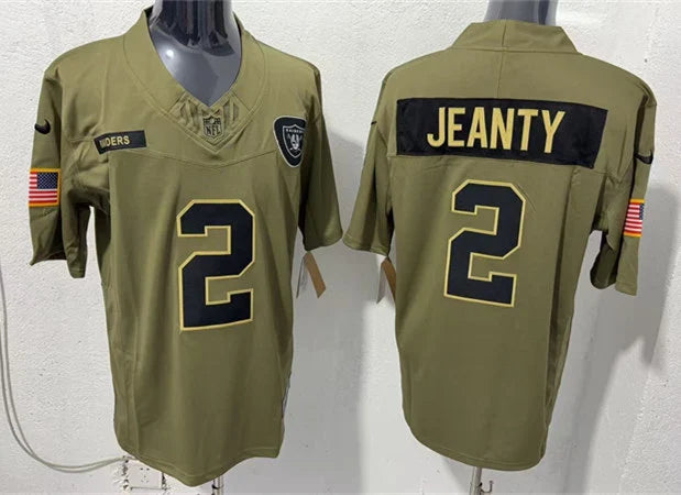 Men’s Las Vegas Raiders #2 Ashton Jeanty Nike 2025 Salute to Service Limited Jersey – Olive