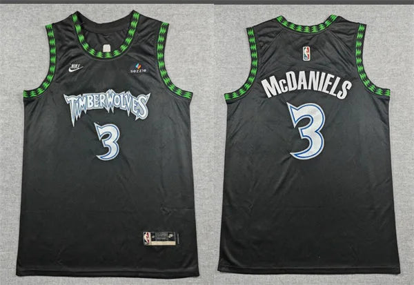 Men’s Minnesota Timberwolves #3 Jaden McDaniels Black Trees Classic Edition Swingman Jersey