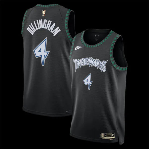 Men’s Minnesota Timberwolves #4 Rob Dillingham Black Trees Classic Edition Swingman Jersey