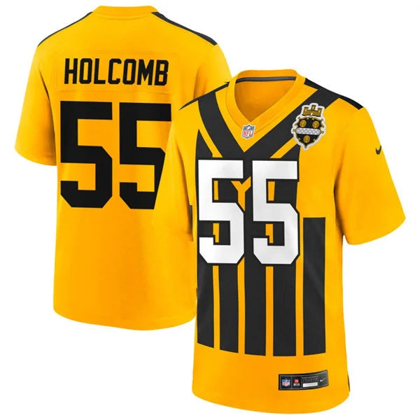 Men’s Pittsburgh Steelers #55 Cole Holcomb Nike Gold Alternate 1933 Throwback Game Jersey