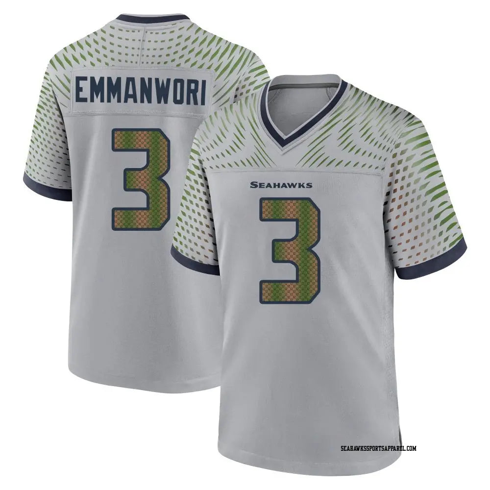 Men’s Seattle Seahawks #3 Nick Emmanwori Wolf Gray Soundwaves Rivalries Collection Vapor F.U.S.E. Limited Jersey