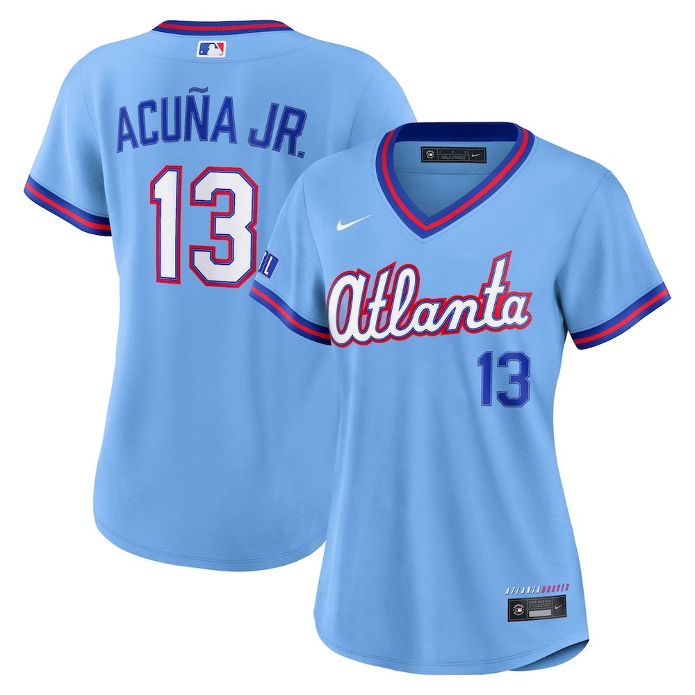 Women’s Atlanta Braves Ronald #13 Acuna Jr. Nike Powder Blue 2026 City Connect Stadium Jersey