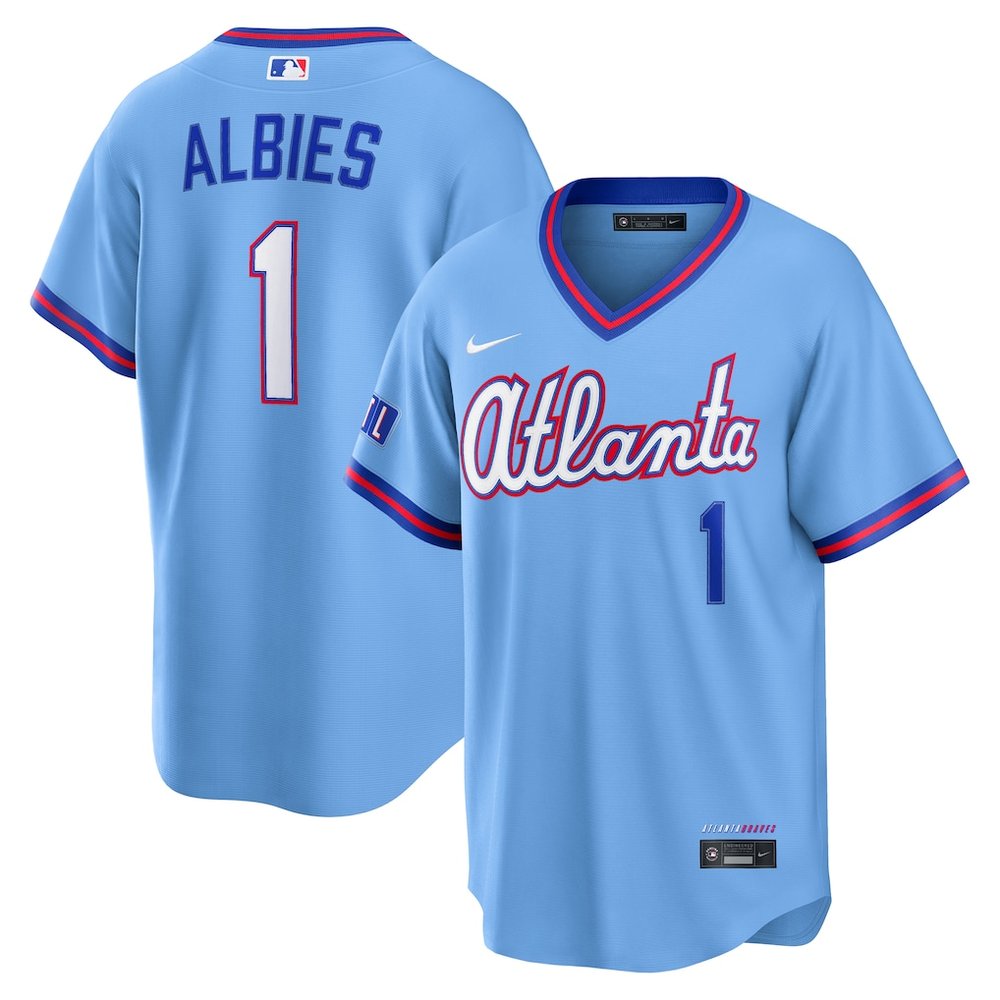 Youth Atlanta Braves #1 Ozzie Albies Powder Blue 2026 City Connect Stitched Jersey