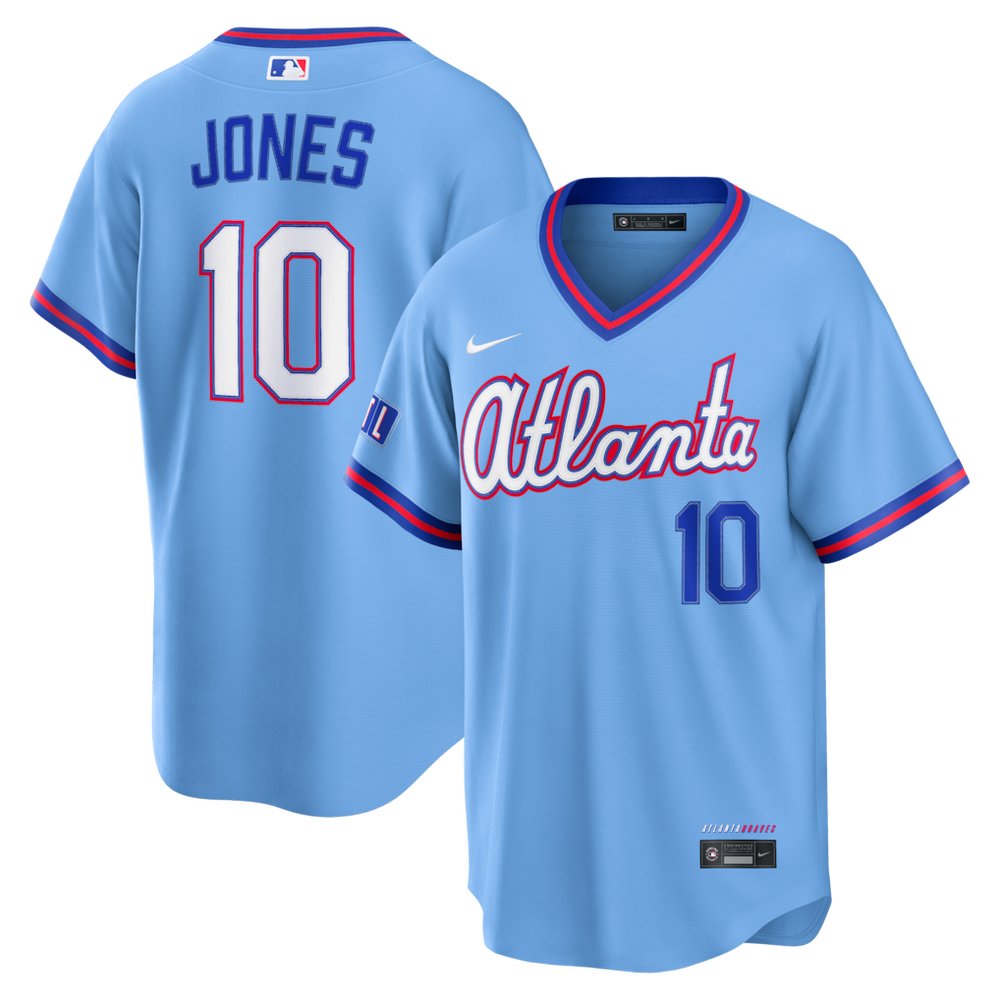 Youth Atlanta Braves #10 Chipper Jones Powder Blue 2026 City Connect Stitched Jersey