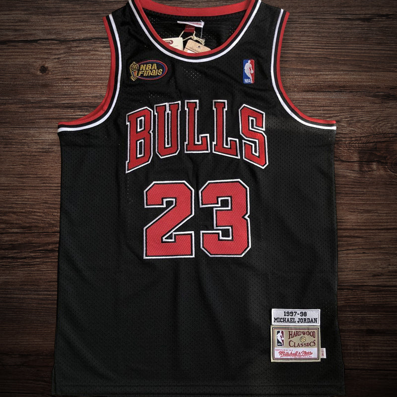 Men’s Chicago Bulls 1997-98 Finals #23 Michael Jordan Jersey Black