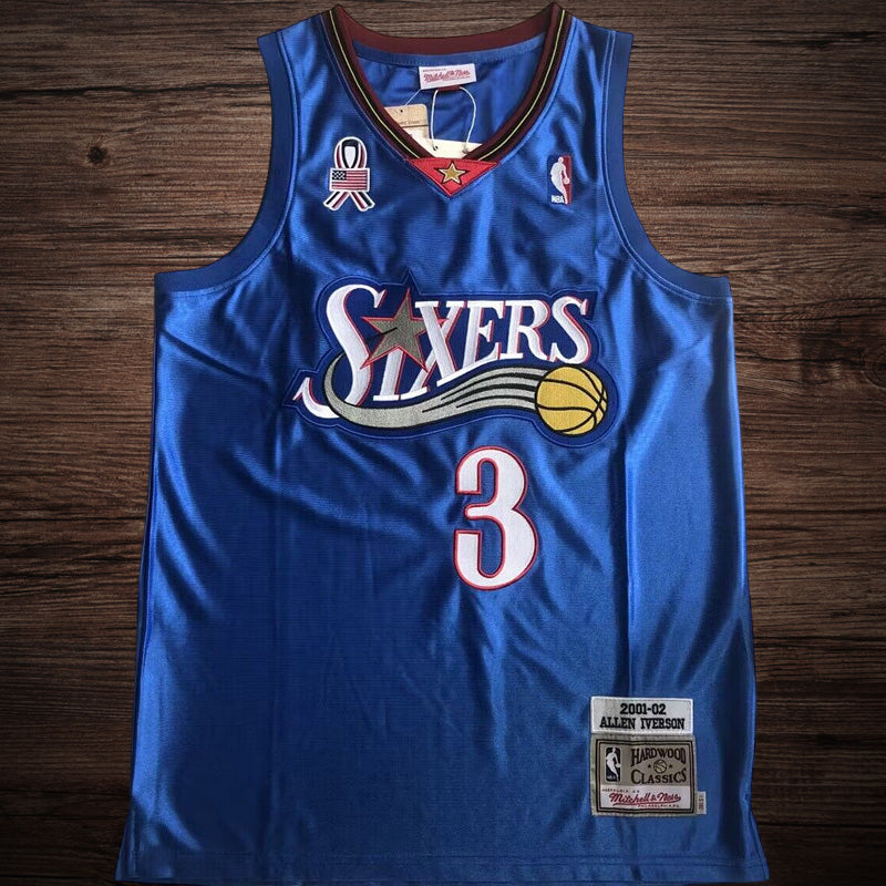 Men’s Philadelphia 76ers 2001/02 #3 Allen Iverson Blue Jersey