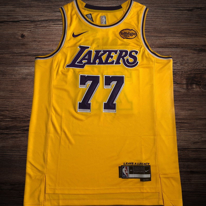 Men’s Los Angeles Lakers #77 Doncic Yello Jersey