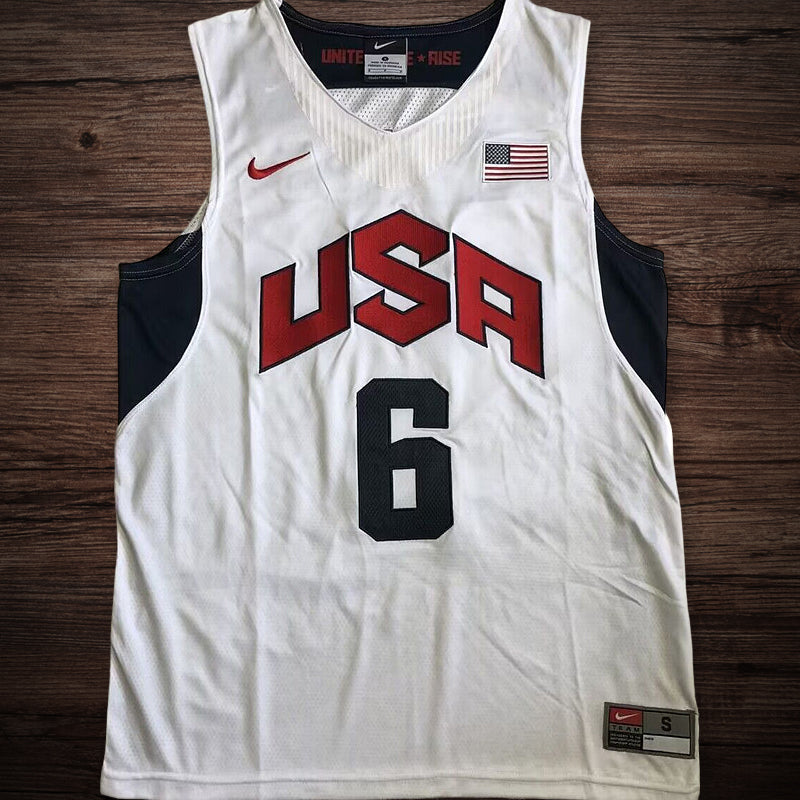 Men’s #6 James USA Basketball Jersey White