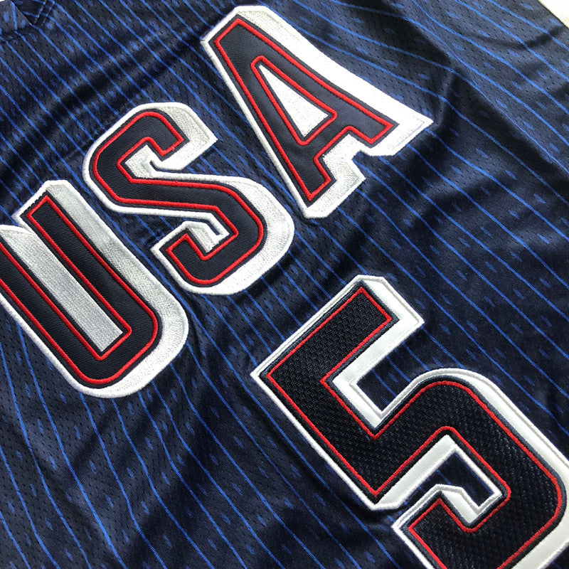 Men’s 2024 Olympics Team USA #5 Edwards Navy Jersey