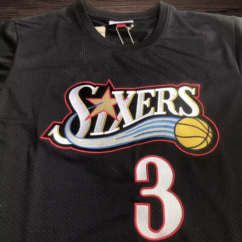 Men’s Philadelphia 76ers #3 IVERSON Black Short Sleeve Jersey