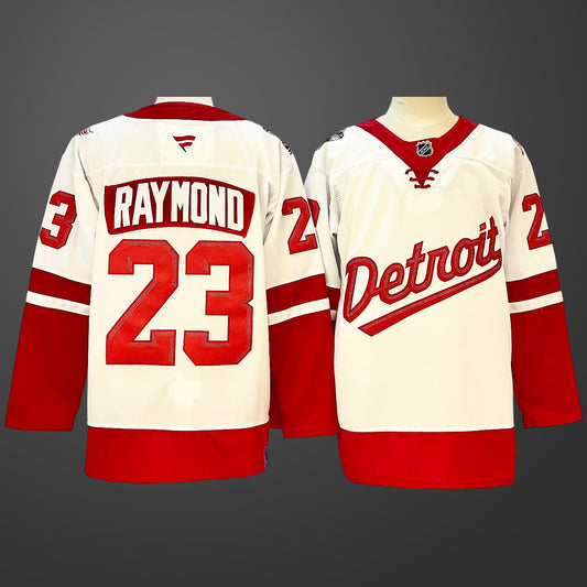 #23 Lucas Raymond White Detroit Red Wings Jersey