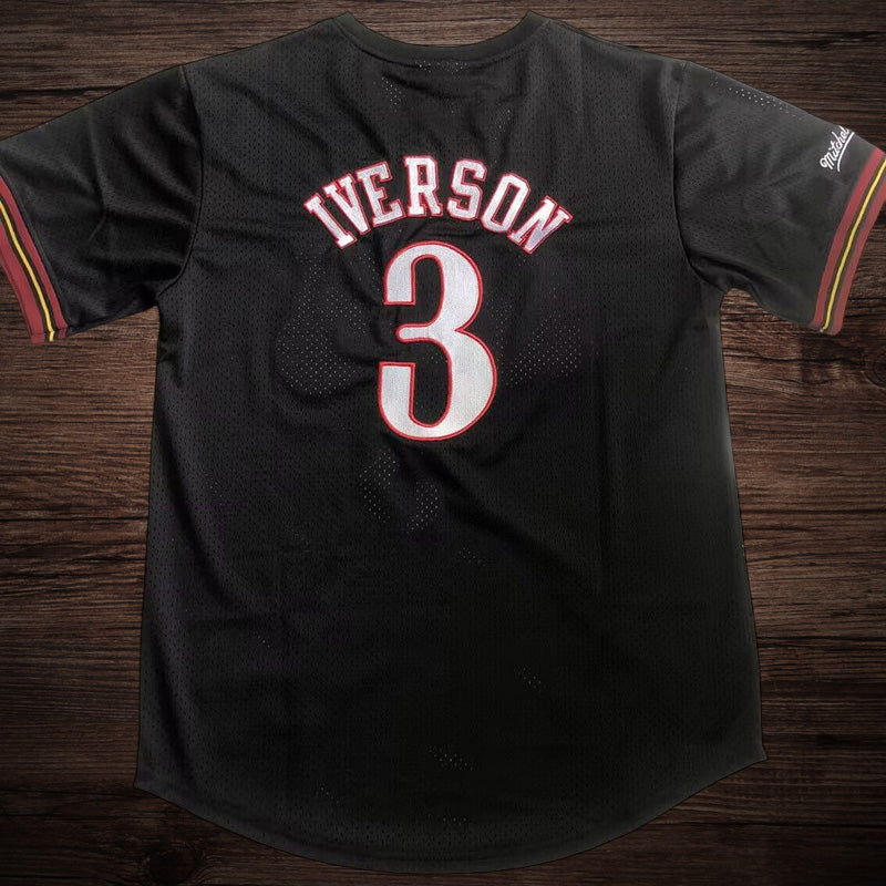 Men’s Philadelphia 76ers #3 IVERSON Black Short Sleeve Jersey
