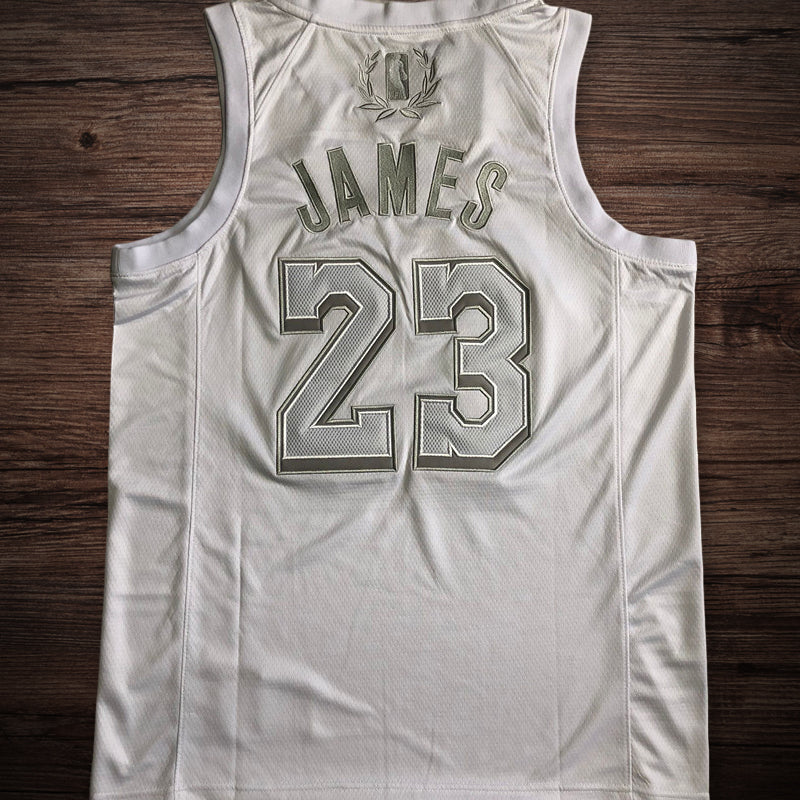 Men’s Lakers #23 James MVP White All Stitched Jersey