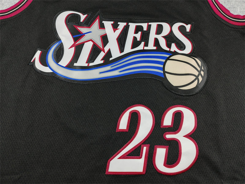 Mens 76ers #23 LeBron James Stitched Jersey Black