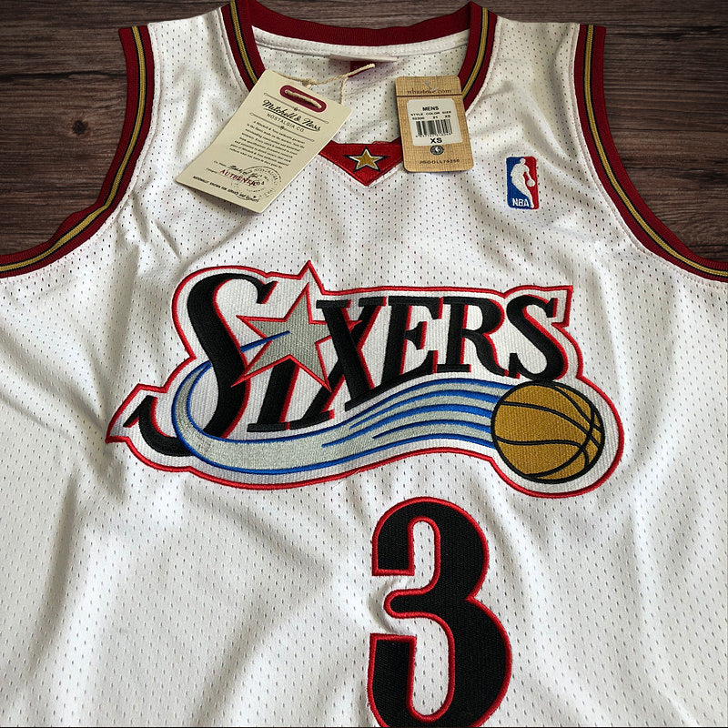 Men’s Philadelphia 76ers 1997-98 #3 Allen Iverson Jersey White