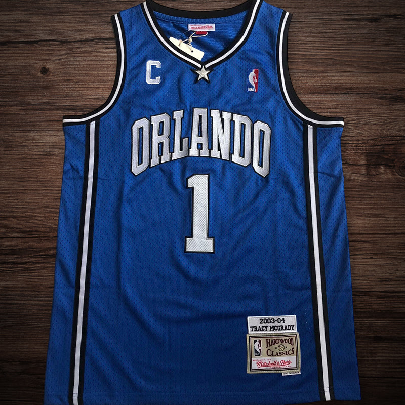 Men’s Orlando Magic 2003-04 #1 McGrady Blue Jersey
