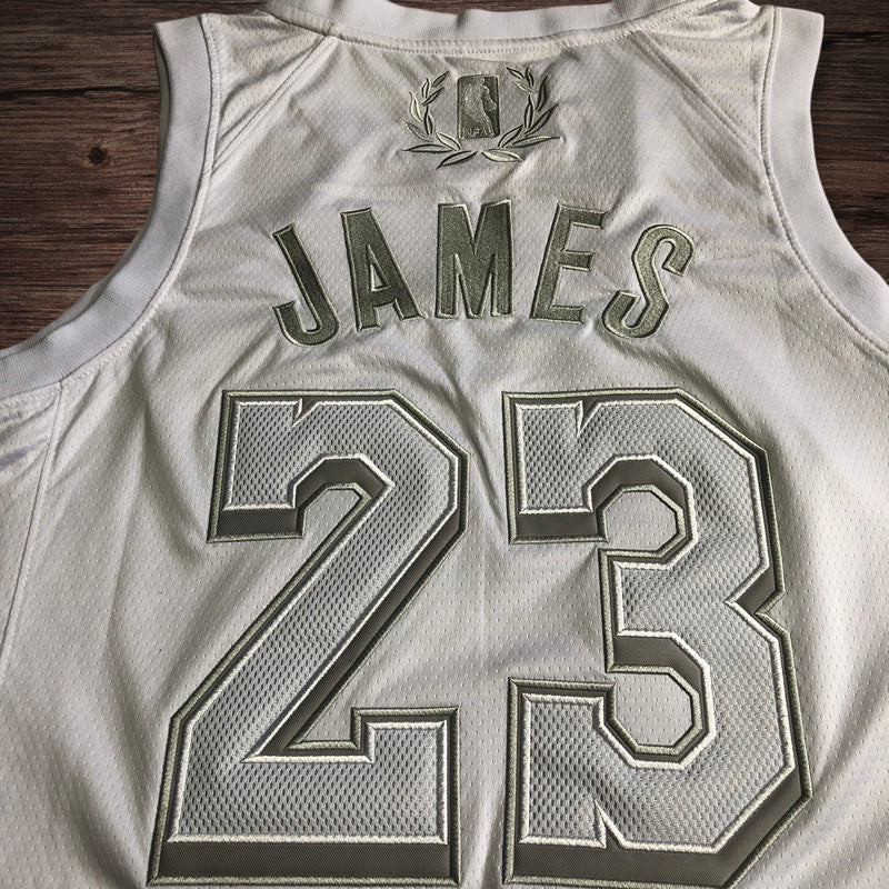 Men’s Lakers #23 James MVP White All Stitched Jersey