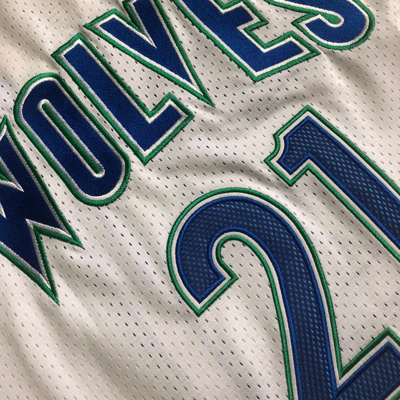 Men’s Minnesota Timberwolves 1995/96 #21 Garnett White Jersey