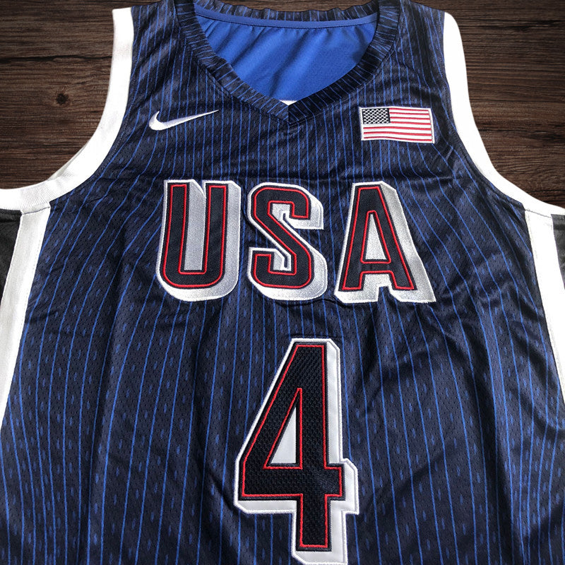 Men’s 2024 Olympics Team USA #4 Curry Navy Jersey