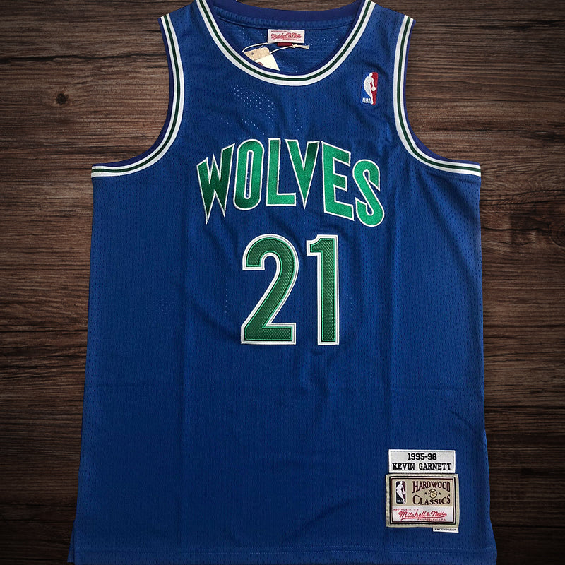 Men’s Wolves 1995-96 #21 Garnett Blue Jersey