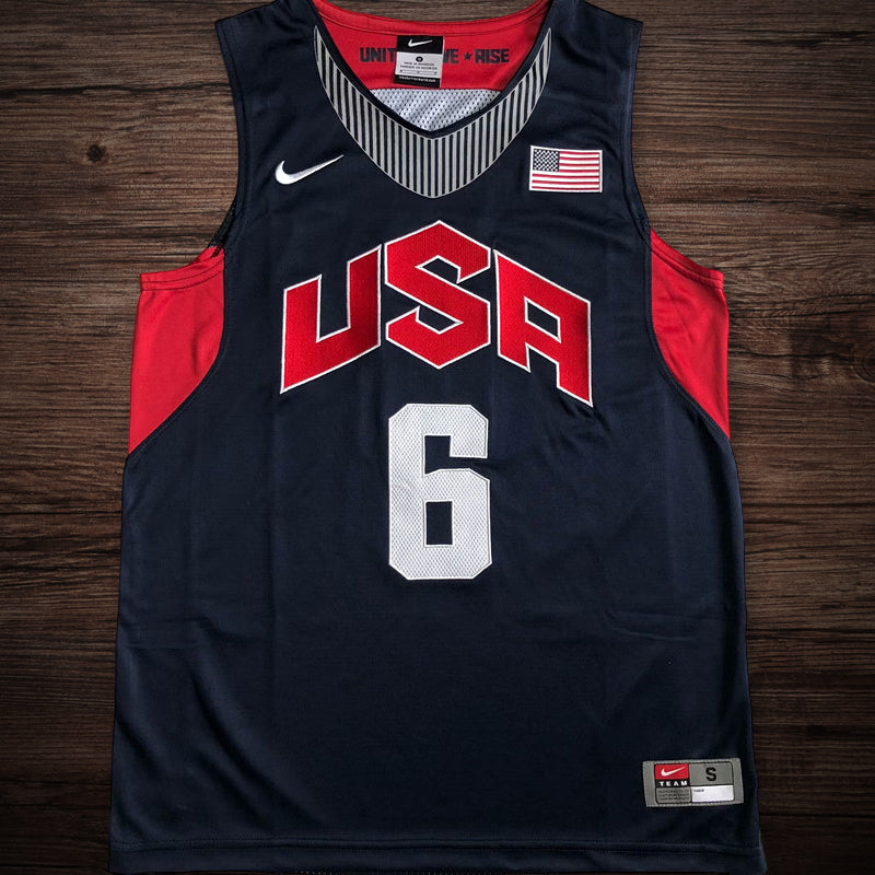 Men’s #6 James USA Basketball Jersey Navy Blue