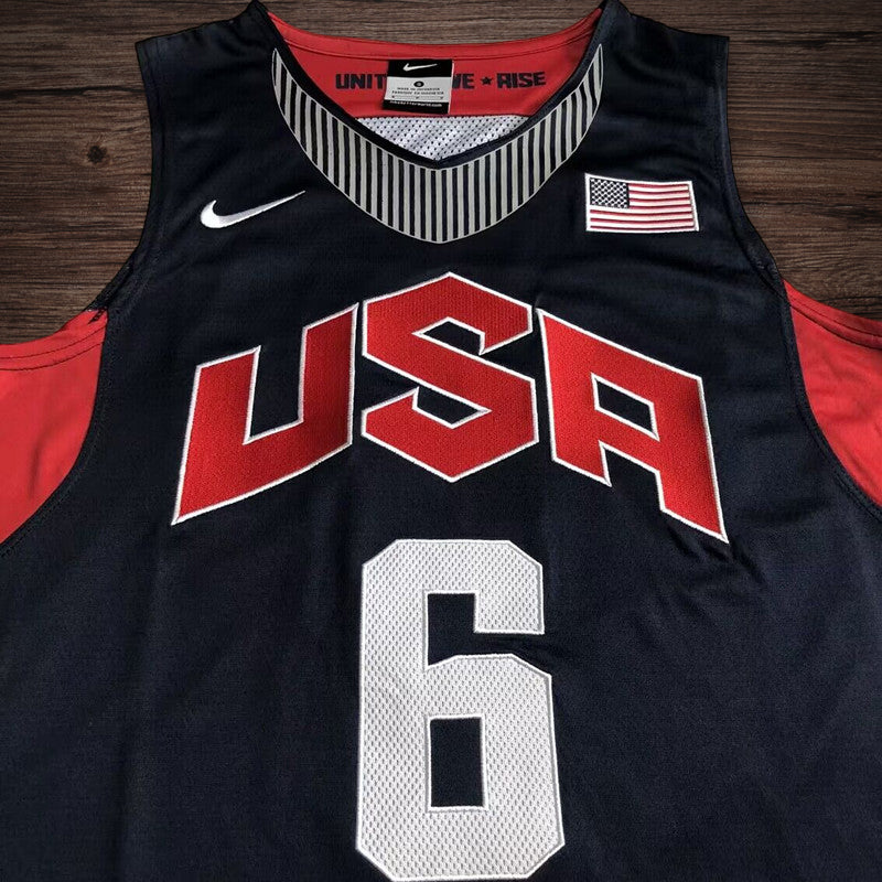 Men’s #6 James USA Basketball Jersey Navy Blue