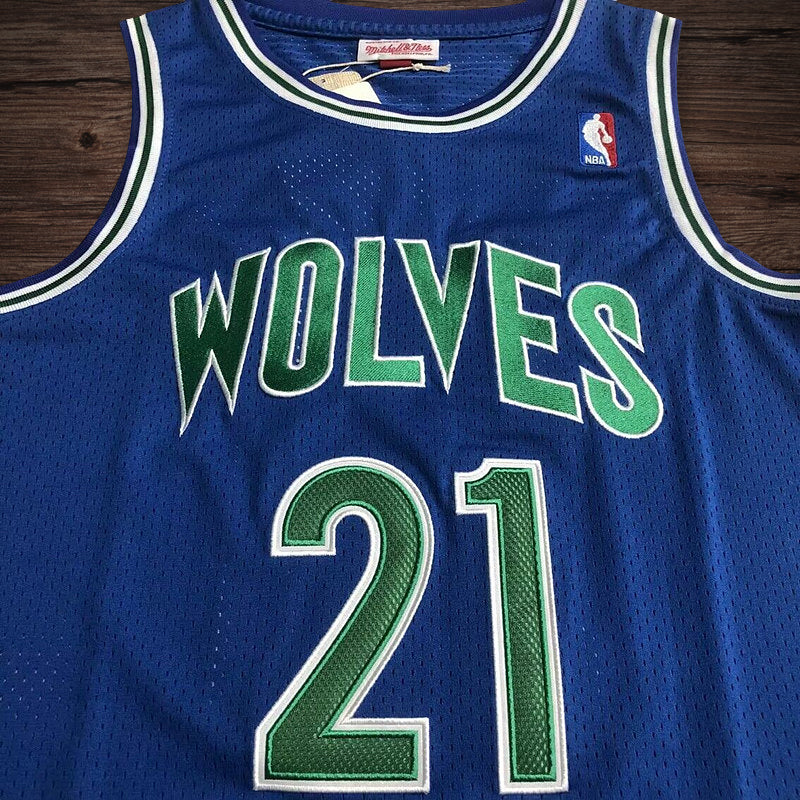Men’s Wolves 1995-96 #21 Garnett Blue Jersey