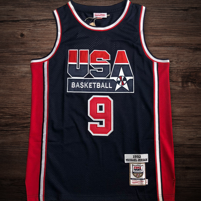 Men’s #9 Jordan USA Basketball 1992 Olympics Jersey Navy Blue