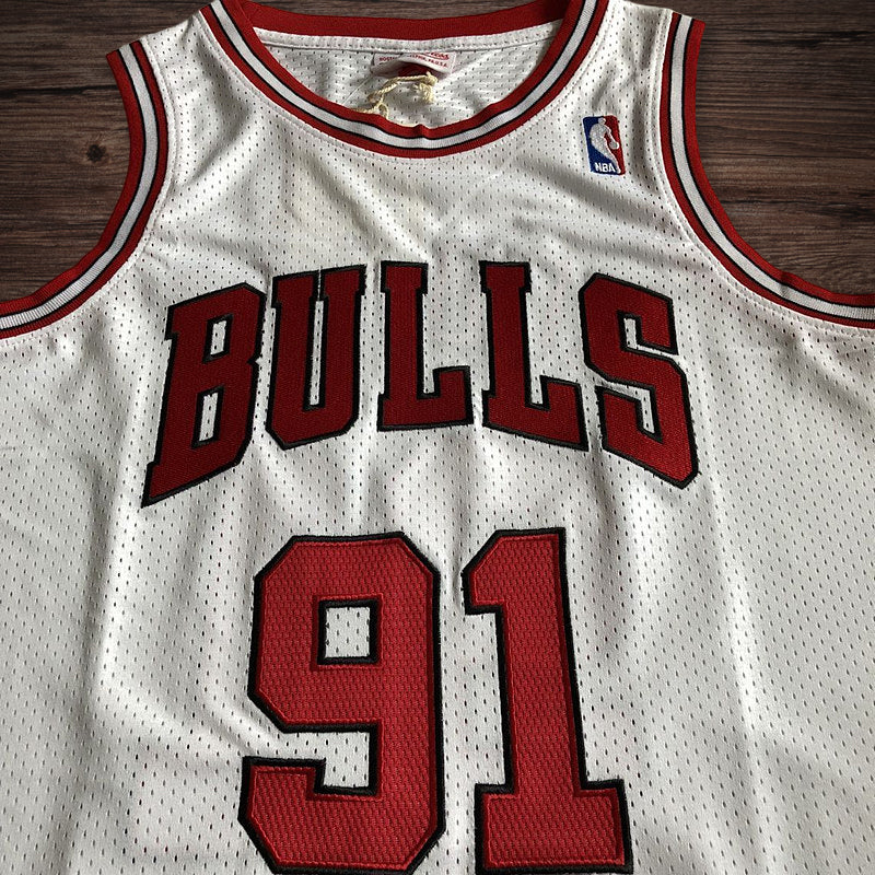 Men’s Chicago Bulls 1997-98 #91 Dennis Rodman Jersey White
