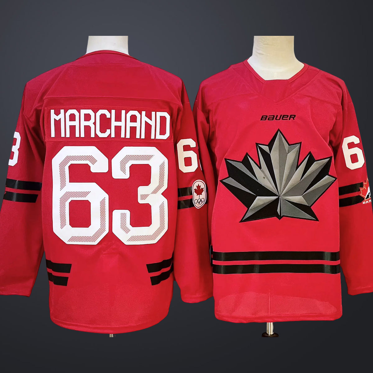Men’s Hockey Canada #63 MARCHAND Red 2026 Olympic Stitched Jersey
